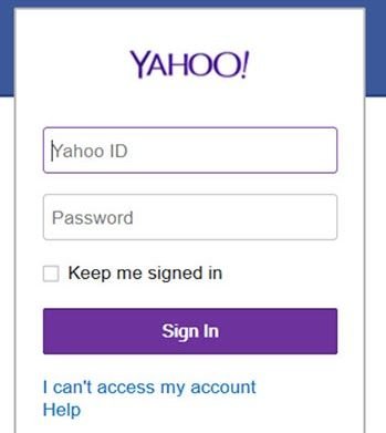 login screen examples yahoo